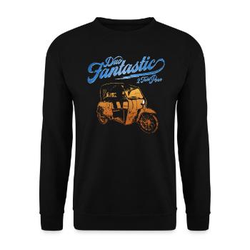 DDR Krause Duo Oldtimer Moped Dreirad - Unisex Pullover - Schwarz - Vorne - Alina (178cm) & Michal (187cm)