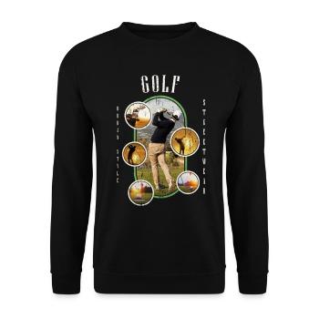 Golf Golfen Golfspieler Sport Hobby Club Vintage - Unisex Pullover - Schwarz - Vorne - Alina (178cm) & Michal (187cm)