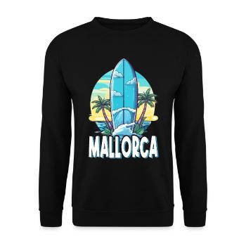 Majorca Palm Surfing Spain Island Summer Party - Unisex Sweatshirt - black - Front - Alina (178cm) & Michal (187cm)