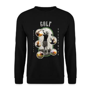 Golf Golfing Golfer Sport Hobby Club Vintage - Unisex Sweatshirt - black - Front - Alina (178cm) & Michal (187cm)