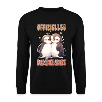 Offizielles Kuschelshirt Pinguine Liebe Herz Süß - Unisex Pullover - Schwarz - Vorne - Alina (178cm) & Michal (187cm)