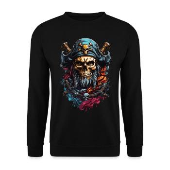Piratenabenteuer Totenkopf: gruselige Seeräuber - Unisex Pullover - Schwarz - Vorne - Alina (178cm) & Michal (187cm)