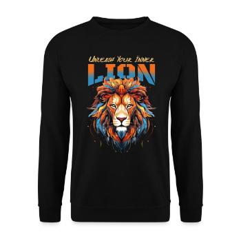 Lion Colorful Lion Head Colorful Predator Art - Unisex Sweatshirt - black - Front - Alina (178cm) & Michal (187cm)