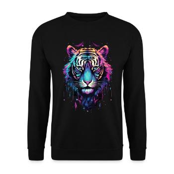 Tiger Tiger Head Neon Colorful Colorful Wild Brave - Unisex Sweatshirt - black - Front - Alina (178cm) & Michal (187cm)