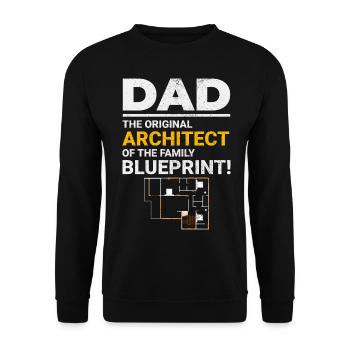 Architect Dad's Blueprint Laughter Father's Day - Unisex Sweatshirt - black - Front - Alina (178cm) & Michal (187cm)