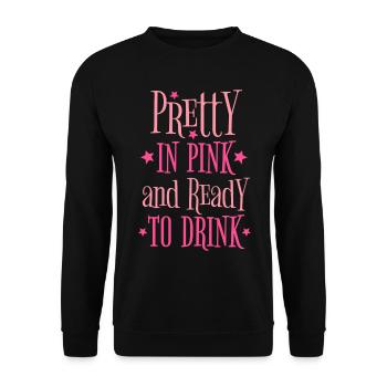 Bachelor Party Alcohol Pretty In Pink Ready To Drink - Unisex Sweatshirt - black - Front - Alina (178cm) & Michal (187cm)