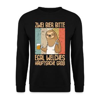 Zwei Bier bitte Hauptsache Groß - Unisex Pullover - Schwarz - Vorne - Alina (178cm) & Michal (187cm)