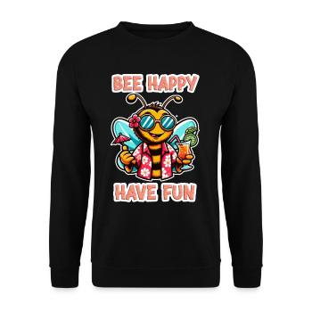 Bee Happy - Have Fun 4 - Unisex Pullover - Schwarz - Vorne - Alina (178cm) & Michal (187cm)