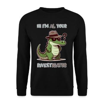 Hi, I'm Al your Investigator - Unisex Pullover - Schwarz - Vorne - Alina (178cm) & Michal (187cm)