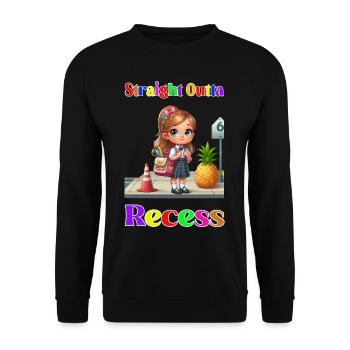 Straight outta recess - Unisex Pullover - Schwarz - Vorne - Alina (178cm) & Michal (187cm)