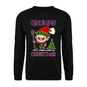 Grumpy Christmas Elf - Unisex Sweatshirt - black - Front - Alina (178cm) & Michal (187cm)