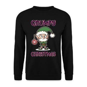 Grumpy Christmas Elf - Unisex Pullover - Schwarz - Vorne - Alina (178cm) & Michal (187cm)
