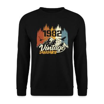 Birthday January 1982 - Gift January 1982 - Unisex Sweatshirt - black - Front - Alina (178cm) & Michal (187cm)