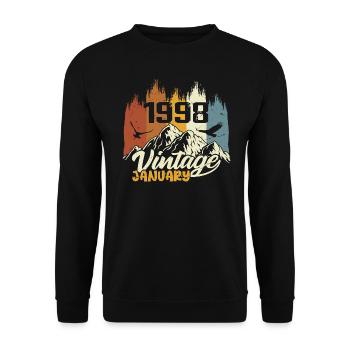 Anniversaire Janvier 1998 - Cadeau Janvier 1998 - Sweat-shirt Unisexe - noir - Devant - Alina (178cm) & Michal (187cm)
