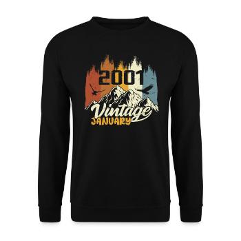 Birthday January 2001 - Gift January 2001 - Unisex Sweatshirt - black - Front - Alina (178cm) & Michal (187cm)
