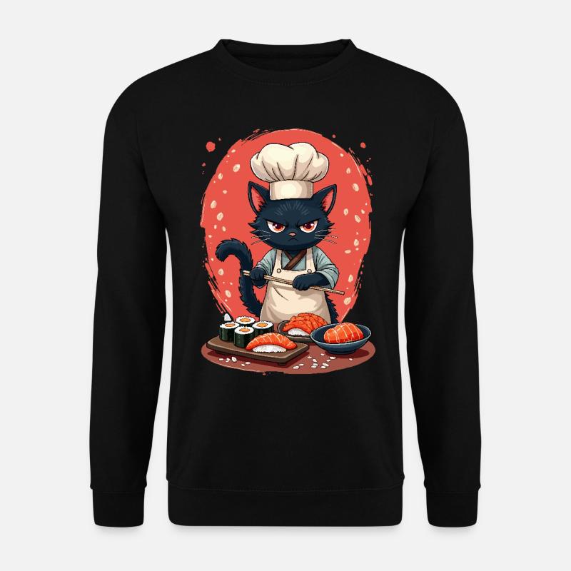 Sushi Chef Cat - Unisex Sweatshirt - black