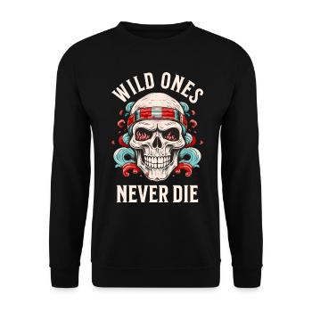 crâne crâne squelette moto motard gang - Sweat-shirt Unisexe - noir - Devant - Alina (178cm) & Michal (187cm)
