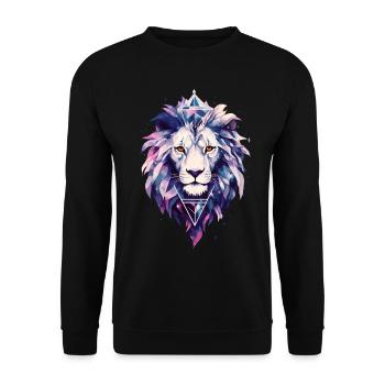 Lion Lion Head Cosmic Galaxy Universe Art - Unisex Sweatshirt - black - Front - Alina (178cm) & Michal (187cm)