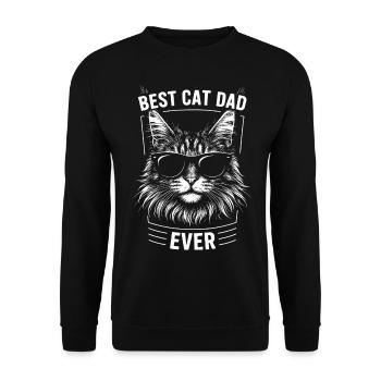 Bester Maine Coon Katzen Papa Ever T-Shirt - Unisex Pullover - Schwarz - Vorne - Alina (178cm) & Michal (187cm)