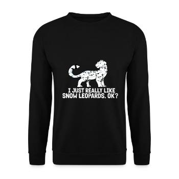 Schneeleopard - Unisex Pullover - Schwarz - Vorne - Alina (178cm) & Michal (187cm)