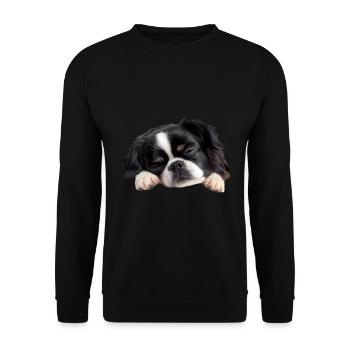 Japanese Chin - Unisex Pullover - Schwarz - Vorne - Alina (178cm) & Michal (187cm)