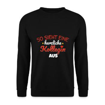 herzlichste Kollegin Geschenkidee Mitarbeiterin - Unisex Pullover - Schwarz - Vorne - Alina (178cm) & Michal (187cm)