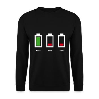 Vater Mutter Akku Leer T-Shirt Lustiges Familie Ge - Unisex Pullover - Schwarz - Vorne - Alina (178cm) & Michal (187cm)