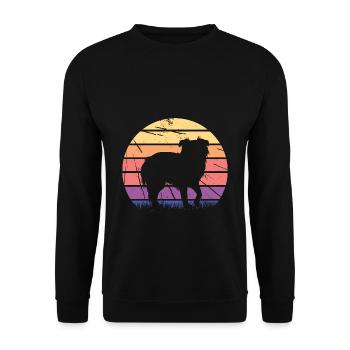 Retro Australian Shepherd - Unisex Pullover - Schwarz - Vorne - Alina (178cm) & Michal (187cm)