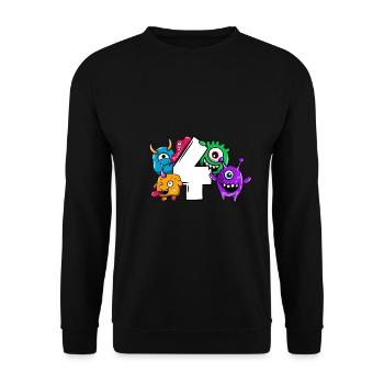 Monster fourth birthday 4 years gift - Unisex Sweatshirt - black - Front - Alina (178cm) & Michal (187cm)
