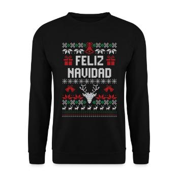 Feliz Navidad - Unisex Pullover - Schwarz - Vorne - Alina (178cm) & Michal (187cm)