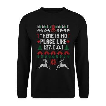 There is no Place like 127.0.0.1 - Unisex Sweatshirt - black - Front - Alina (178cm) & Michal (187cm)