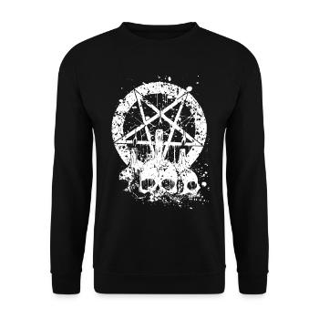 Gothic Skull - Unisex Pullover - Schwarz - Vorne - Alina (178cm) & Michal (187cm)