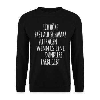 Schwarz Lieblingsfarbe Farbe lustige Sprüche black - Unisex Pullover - Schwarz - Vorne - Alina (178cm) & Michal (187cm)