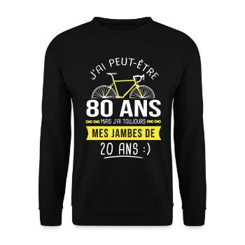 cycliste 80 ans anniversaire 80 ans vélo cyclisme - Sweat-shirt Unisexe - noir - Devant - Alina (178cm) & Michal (187cm)