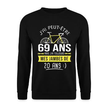 cycliste 69 ans humour anniversaire 69 ans vélo - Sweat-shirt Unisexe - noir - Devant - Alina (178cm) & Michal (187cm)