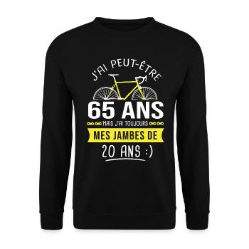 cycliste 65 ans humour anniversaire 65 ans vélo - Sweat-shirt Unisexe - noir - Devant - Alina (178cm) & Michal (187cm)