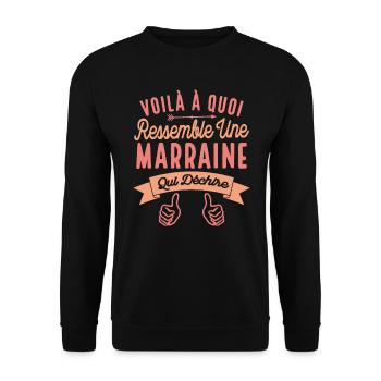 Voilà À Quoi Ressemble Une Marraine Qui Déchire - Sweat-shirt Unisexe - noir - Devant - Alina (178cm) & Michal (187cm)