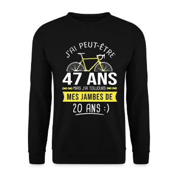 cycliste 47 ans humour anniversaire 47 ans - Sweat-shirt Unisexe - noir - Devant - Alina (178cm) & Michal (187cm)
