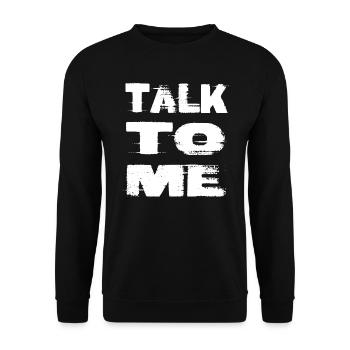 Talk to Me - Sprich mich an! - Unisex Pullover - Schwarz - Vorne - Alina (178cm) & Michal (187cm)