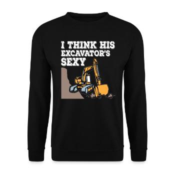 I Think His Excavator Sexy - Unisex Pullover - Schwarz - Vorne - Alina (178cm) & Michal (187cm)