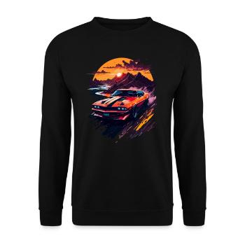 Klassischer Sportwagen - Unisex Pullover - Schwarz - Vorne - Alina (178cm) & Michal (187cm)