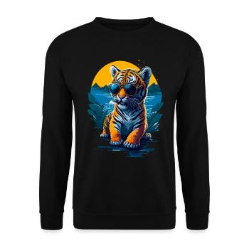 Cute baby tiger - Unisex Sweatshirt - black - Front - Alina (178cm) & Michal (187cm)