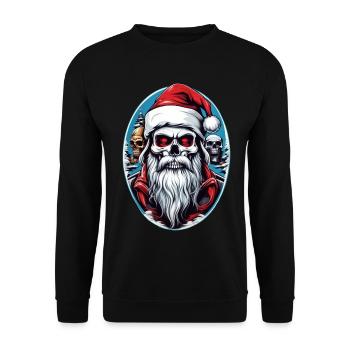 Weihnachtsmann Skull - Unisex Pullover - Schwarz - Vorne - Alina (178cm) & Michal (187cm)