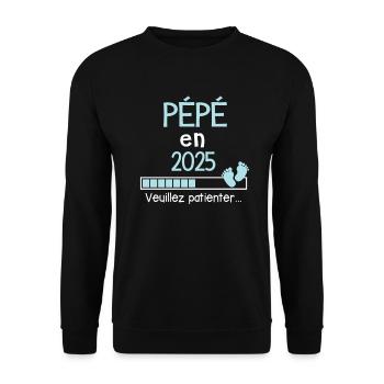 Pépé en 2025 Cadeau Futur Pépére - Sweat-shirt Unisexe - noir - Devant - Alina (178cm) & Michal (187cm)