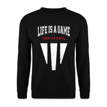 Life is a Game - Own the Rules - Unisex Pullover - Schwarz - Vorne - Alina (178cm) & Michal (187cm)