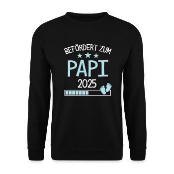 Befördert Papi 2025 Geschenk für neuer Großvater - Unisex Pullover - Schwarz - Vorne - Alina (178cm) & Michal (187cm)