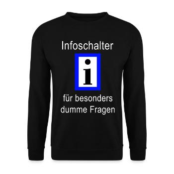 Infoschalter für besonders dumme Fragen - Unisex Pullover - Schwarz - Vorne - Alina (178cm) & Michal (187cm)