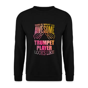 Trompete - Unisex Pullover - Schwarz - Vorne - Alina (178cm) & Michal (187cm)