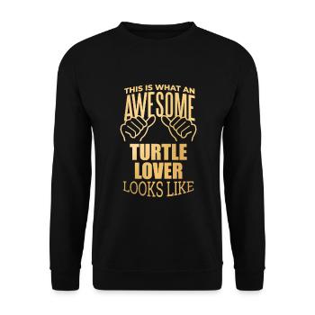 Schildkröte - Unisex Pullover - Schwarz - Vorne - Alina (178cm) & Michal (187cm)