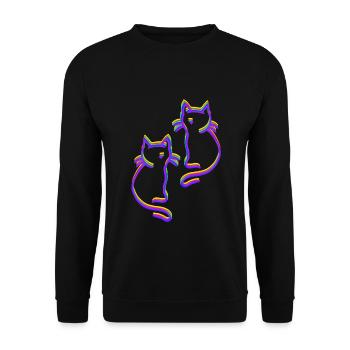 Regenbogen Katzen LGBT - Unisex Pullover - Schwarz - Vorne - Alina (178cm) & Michal (187cm)